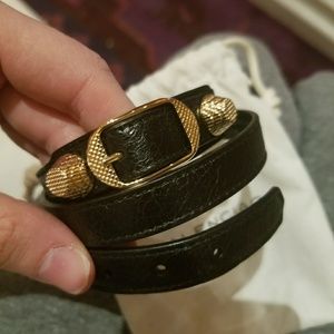 Balenciaga leather wrap stud cuff